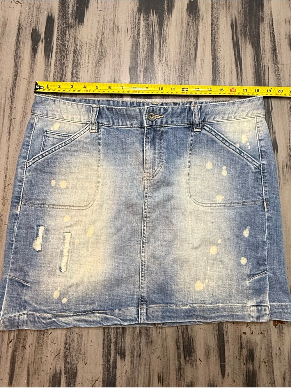 Calvin Klein Denim Distressed Mini Skirt Size 14 - Picture 7 of 14